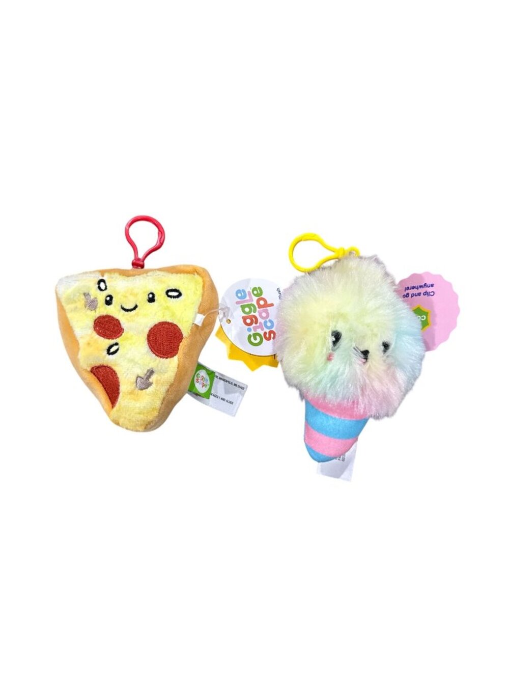 Giggle Scope Pizza & Cotton Candy Clip-On Plush Toys Set